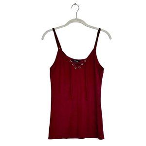 Ambiance Women's Tie Front Accent Sleeveless Top in Purple - Size M